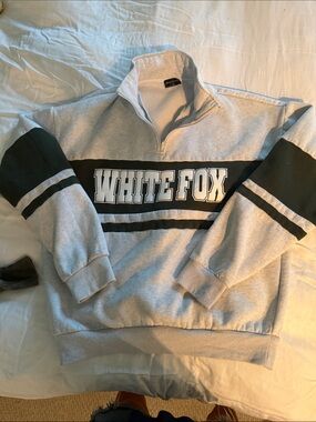 White Fox Light Gray 3/4 zip Sweatshirt